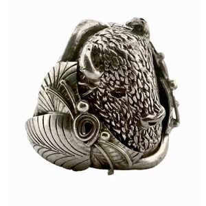 Vintage Bison Rose Ring Native American Sterling Silver 925 Signed PAC